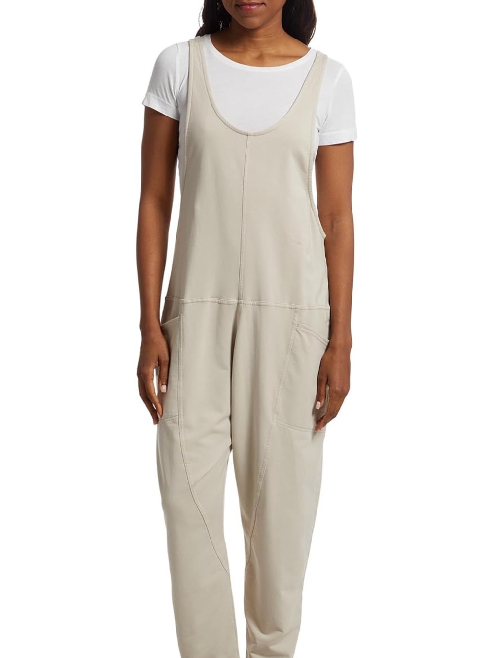 prAnA Mindful Movement Jumpsuit Almond Beige Cream Overalls Sz XL Good Condition